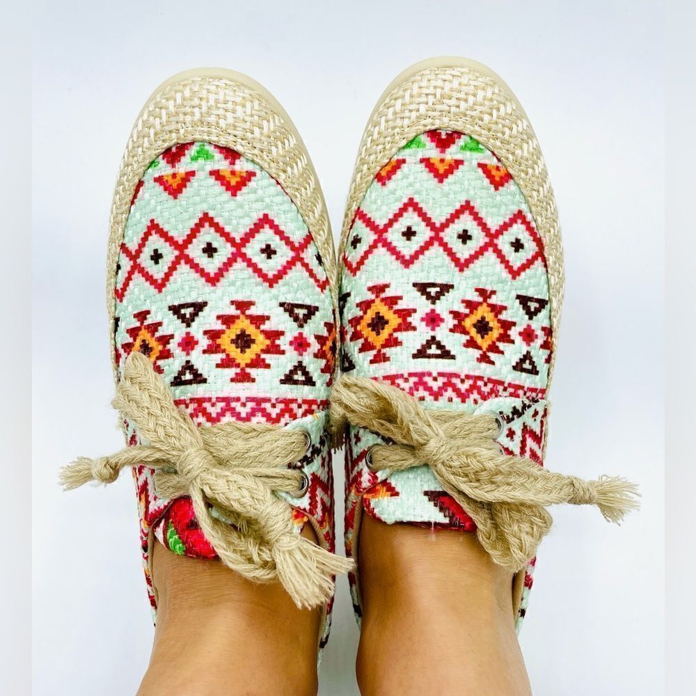Handmade Teal Aztec BoHo Tennis Shoes